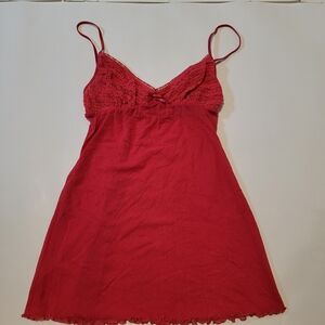 Y2k victorias secret slip sheer Hot pinkish red mesh with bow